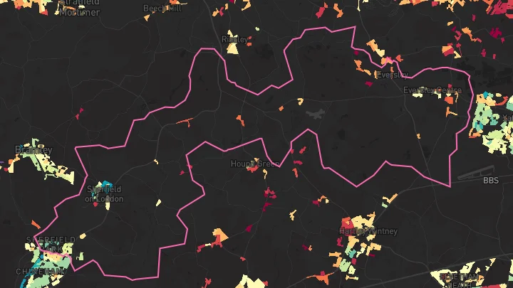 House price heatmap showing property values across Sherfield On Loddon