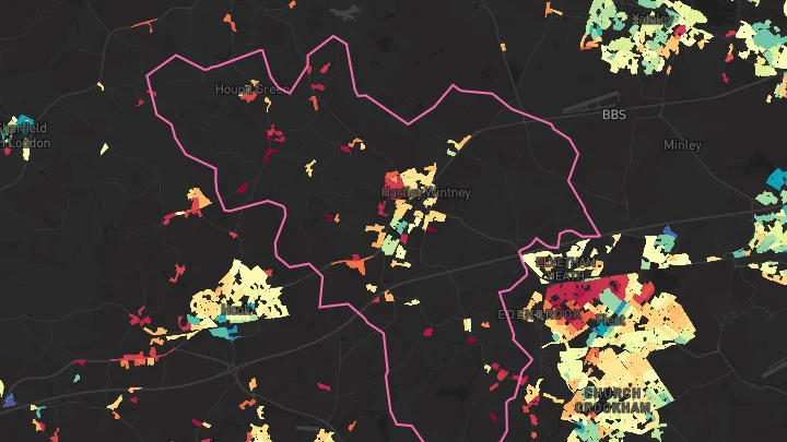House price heatmap showing property values across Hartley Wintney