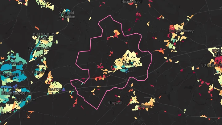 House price heatmap showing property values across Hook
