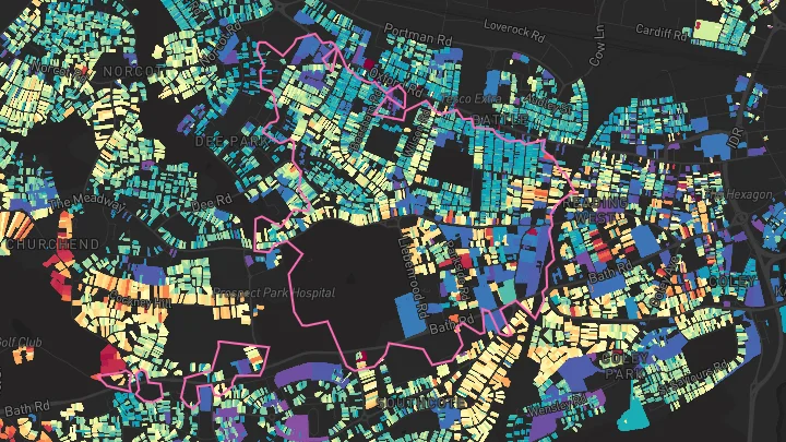 House price heatmap showing property values across Reading