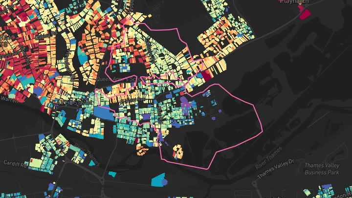House price heatmap showing property values across Caversham