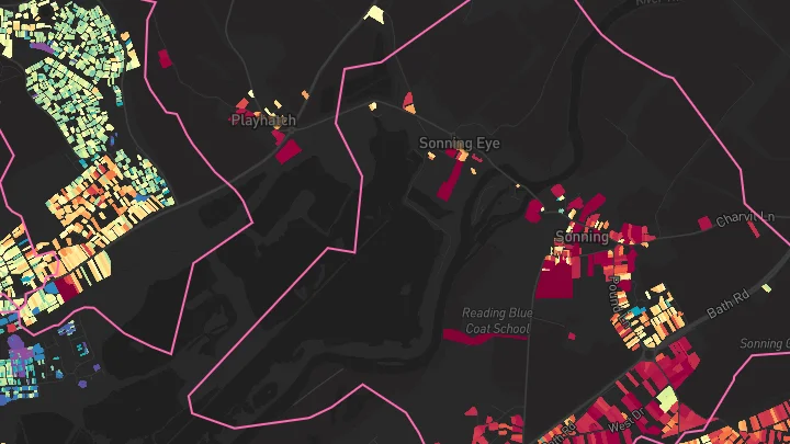 House price heatmap showing property values across Caversham