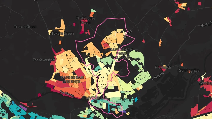 House price heatmap showing property values across Caversham