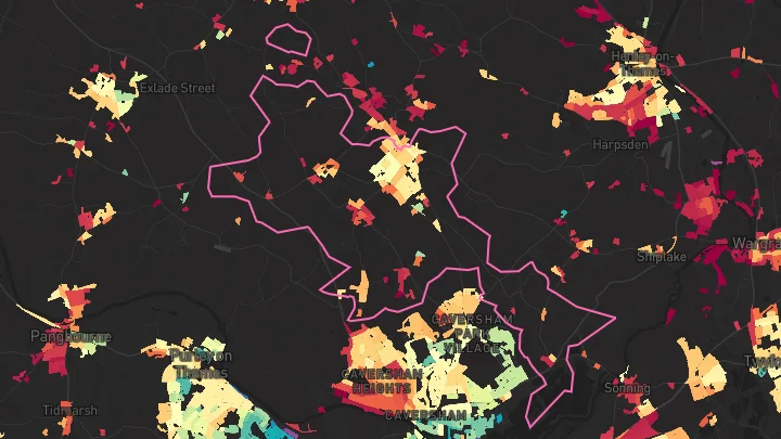 House price heatmap showing property values across Sonning Common