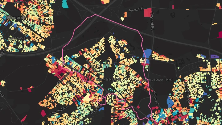 House price heatmap showing property values across Wokingham