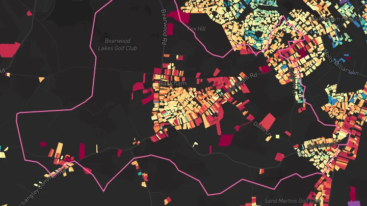 House price heatmap showing property values across Wokingham