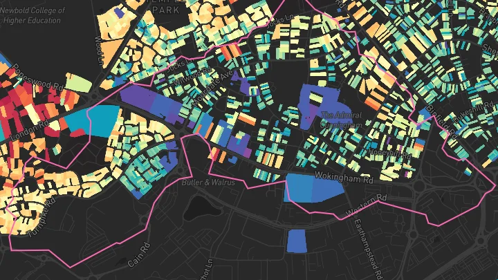 House price heatmap showing property values across Bracknell