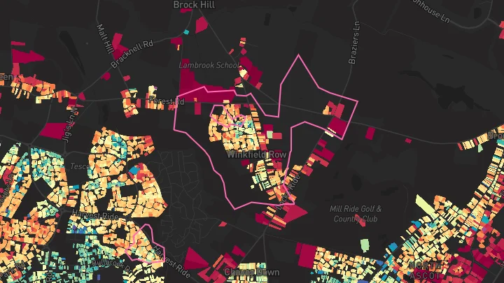 House price heatmap showing property values across Winkfield Row