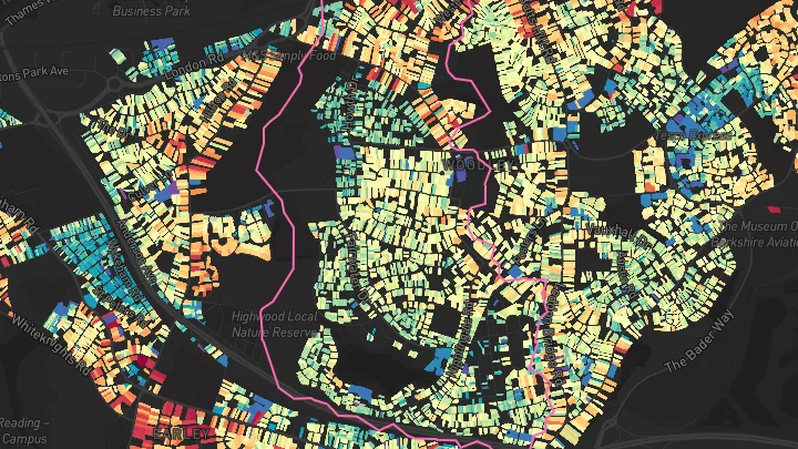 House price heatmap showing property values across Woodley