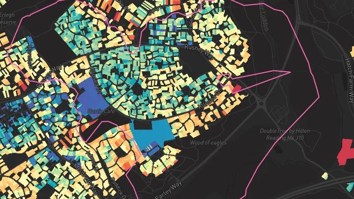 House price heatmap showing property values across Lower Earley
