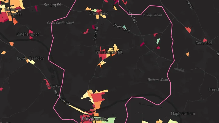 House price heatmap showing property values across Pangbourne