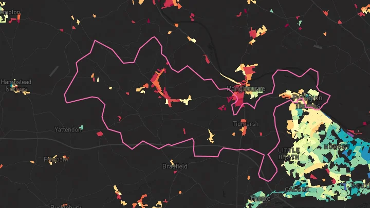 House price heatmap showing property values across Purley On Thames