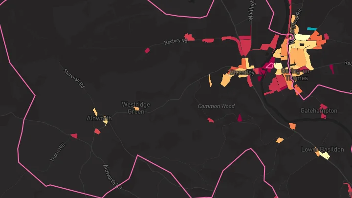 House price heatmap showing property values across Goring