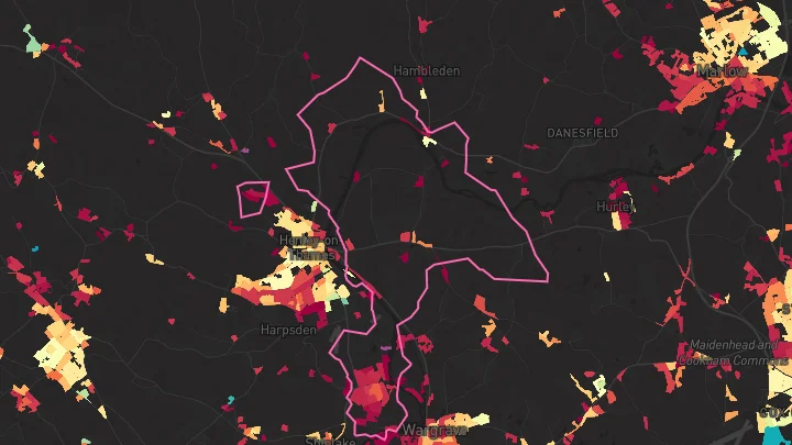 House price heatmap showing property values across Shiplake