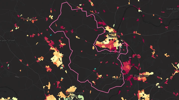 House price heatmap showing property values across Rotherfield Greys