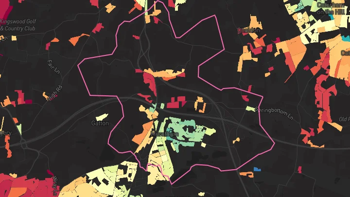 House price heatmap showing property values across Merstham