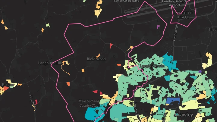 House price heatmap showing property values across Ifield