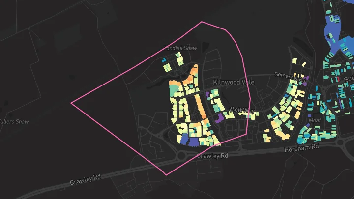 House price heatmap showing property values across Faygate