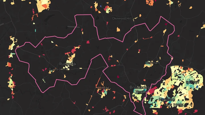 House price heatmap showing property values across Broadbridge Heath
