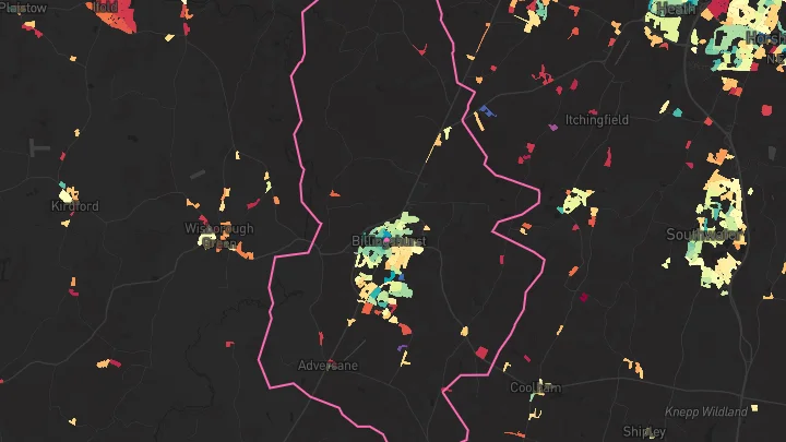 House price heatmap showing property values across Billingshurst