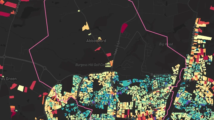 House price heatmap showing property values across Burgess Hill