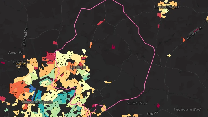 House price heatmap showing property values across Lindfield