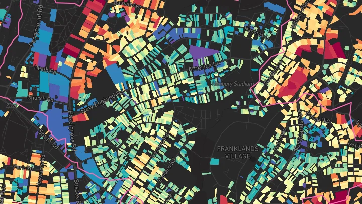 House price heatmap showing property values across Haywards Heath