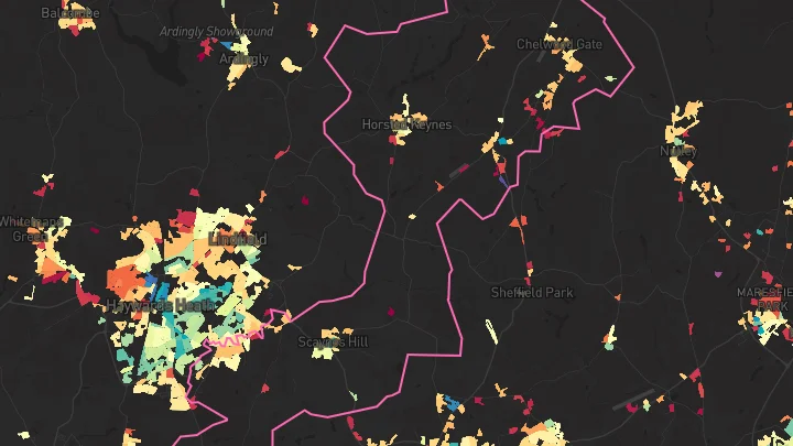 House price heatmap showing property values across Wivelsfield Green
