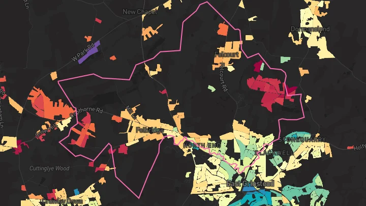 House price heatmap showing property values across Felbridge