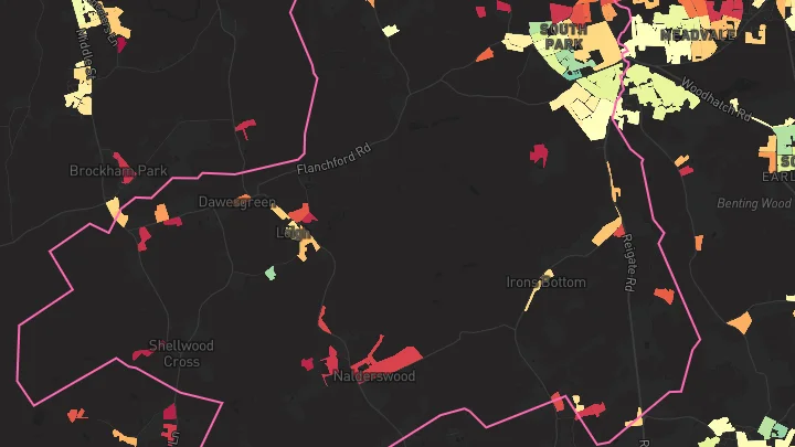 House price heatmap showing property values across Reigate