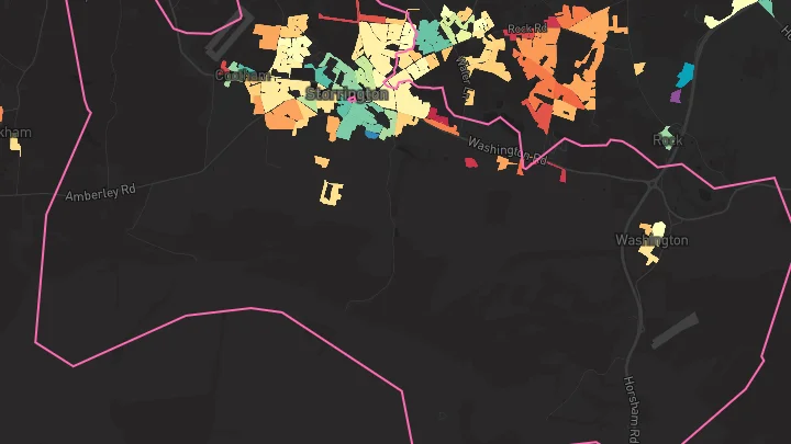 House price heatmap showing property values across Storrington
