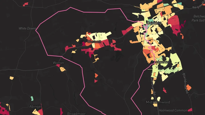 House price heatmap showing property values across Westcott