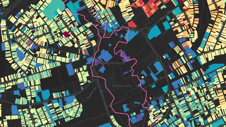 House price heatmap showing property values across Romford