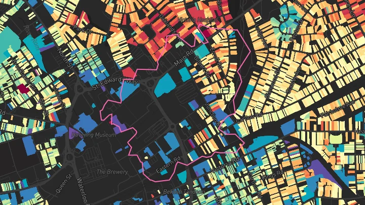 House price heatmap showing property values across Romford