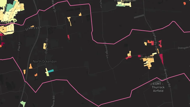 House price heatmap showing property values across Upminster