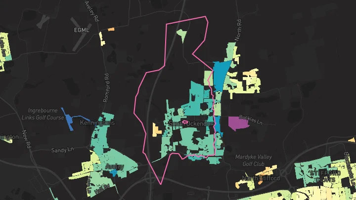 House price heatmap showing property values across South Ockendon