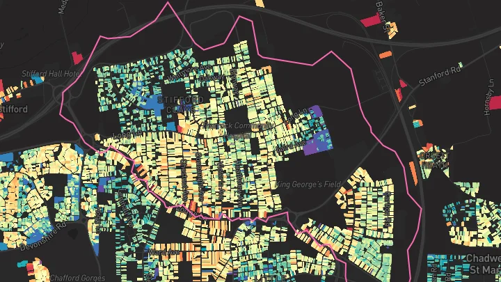 House price heatmap showing property values across Grays