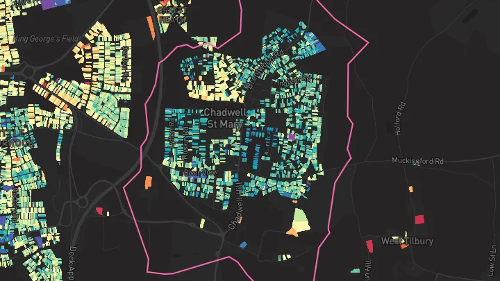 House price heatmap showing property values across Grays