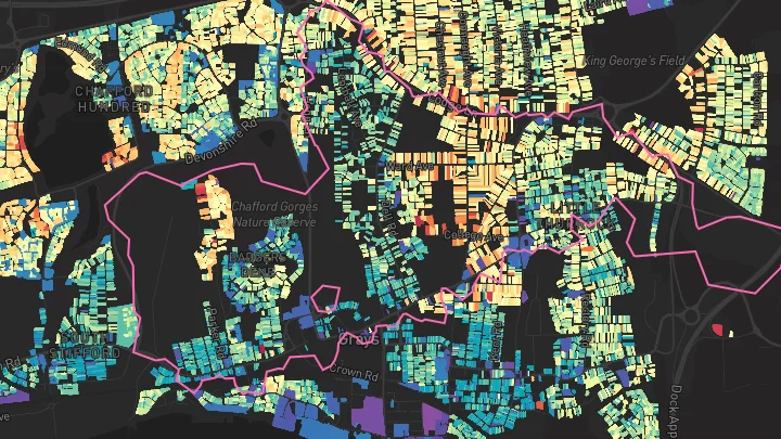 House price heatmap showing property values across Grays