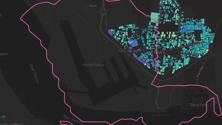 House price heatmap showing property values across Tilbury