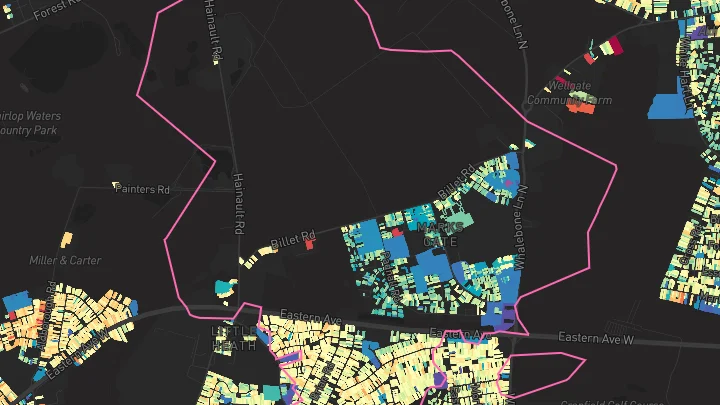 House price heatmap showing property values across Chadwell Heath