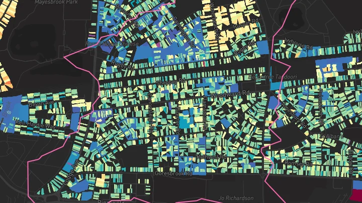 House price heatmap showing property values across Becontree