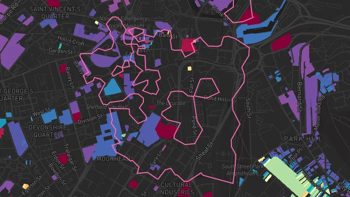 House price heatmap showing property values across Sheffield