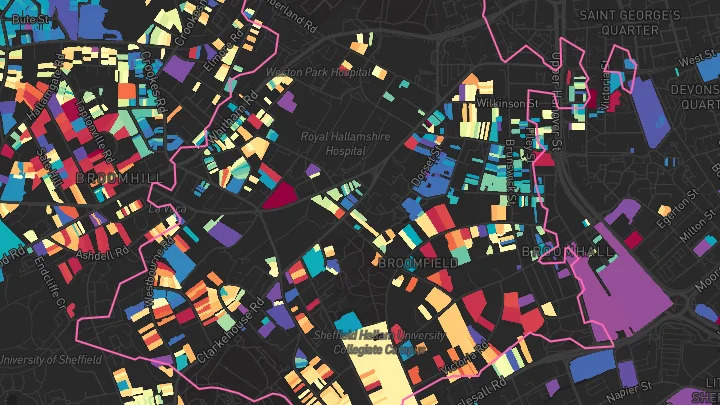 House price heatmap showing property values across Sheffield