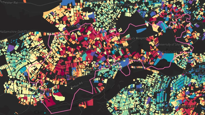 House price heatmap showing property values across Sheffield