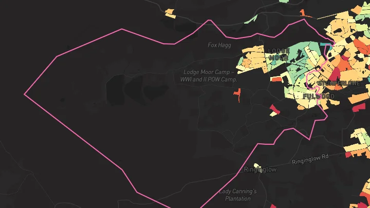 House price heatmap showing property values across Sheffield