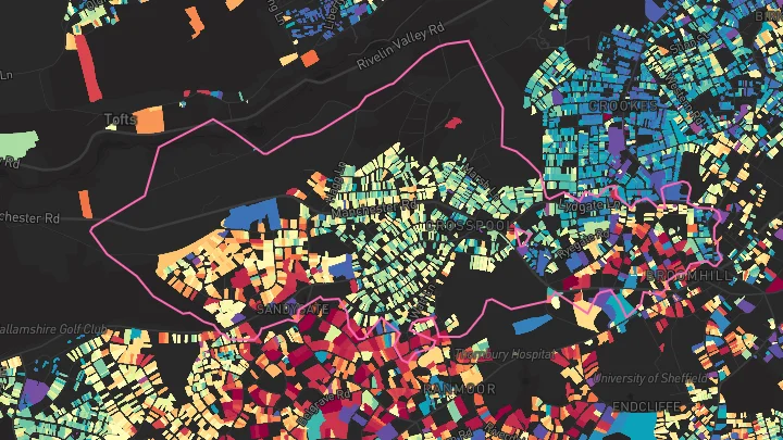 House price heatmap showing property values across Sheffield