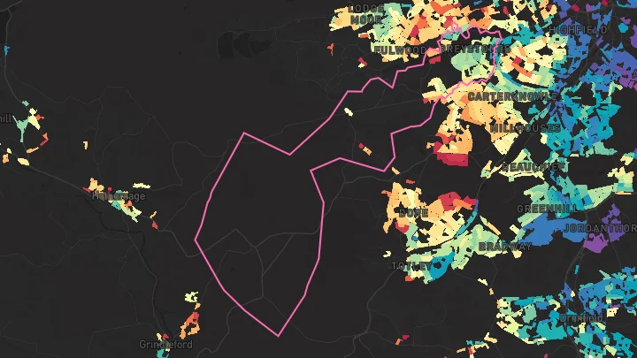 House price heatmap showing property values across Sheffield