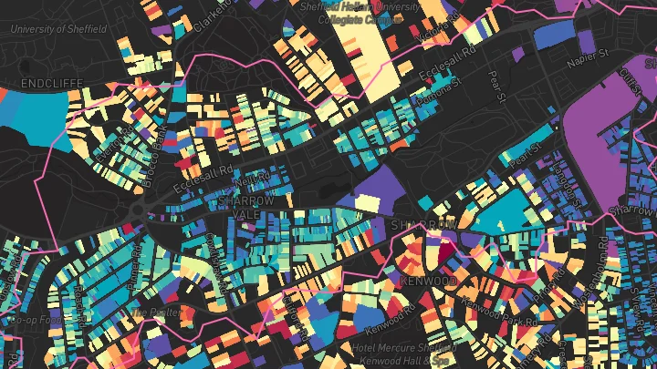 House price heatmap showing property values across Sheffield