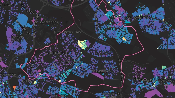 House price heatmap showing property values across Sheffield